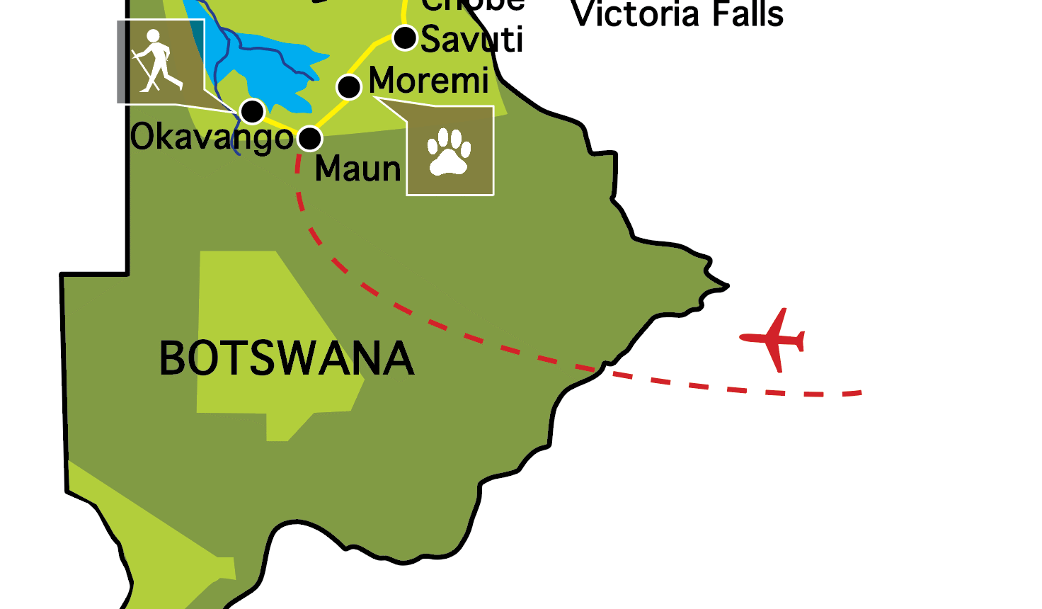 Da Maun alle Cascate Vittoria “Botswana Wildside”