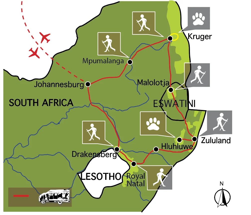 Sudafrica a piedi: trekking tra Kruger, eSwatini e Drakensberg